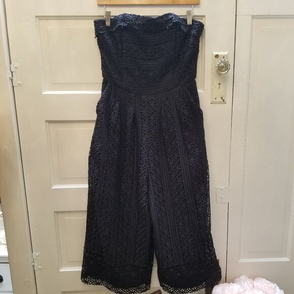 Greylin Black Strapless Off the Shoulder Lace Jumpsuit Women's Size Medium - Picture 7 of 11